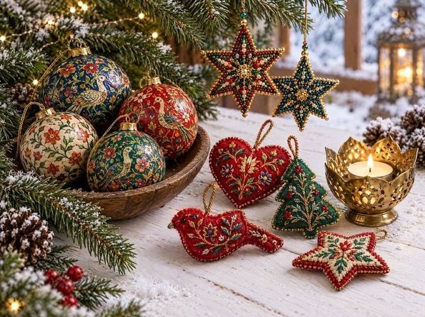 Christmas ornaments and festive decorations